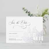 Schloss Save the Date Silver Folieneinladung (Stehend vorne)