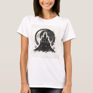 Schloss-Silhouette-Zunehmender-Mond-Grunge-Ästheti T-Shirt