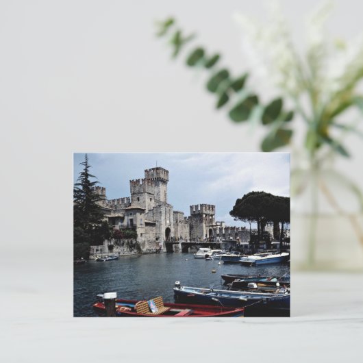 Schloss Sirmione, Südseite, Gardasee, Italien Postkarte (Stehend Vorderseite)