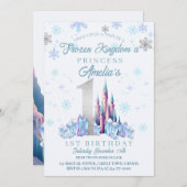 Schloss Sparkle Frozen 1. Geburtstag Einladung (Vorne/Hinten)