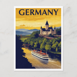 Schloss- und Flusskreuzfahrt Deutschland   Vintage Postkarte