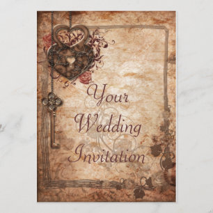 Schloss und Schlüssel Hochzeitseinladung Einladung