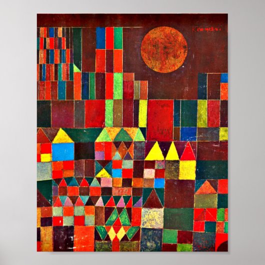 Schloss und Sonne, abstrakte Kunst von Paul Klee Poster (Vorne)