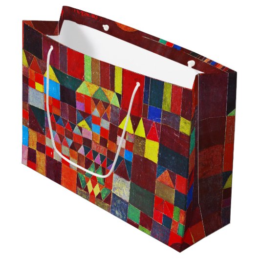 Schloss und Sonne, Paul Klee große Geschenktasche Geschenktüte (Vorderseite Schrägansicht)