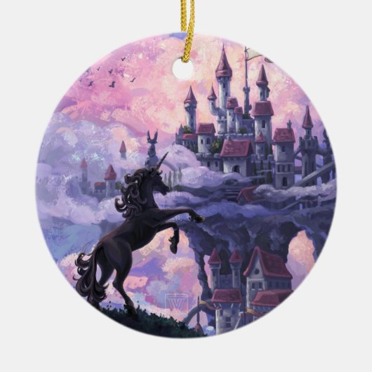 Schloss Unicorn Keramik Ornament (Vorne)