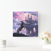 Schloss Unicorn Quadratische Wanduhr (Zuhause)