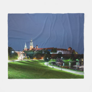 Schloss Wawel in der Nacht in Krakau, Polen Fleecedecke