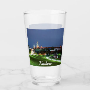 Schloss Wawel in der Nacht in Krakau, Polen Glas