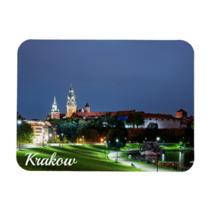 Schloss Wawel in der Nacht in Krakau, Polen Magnet