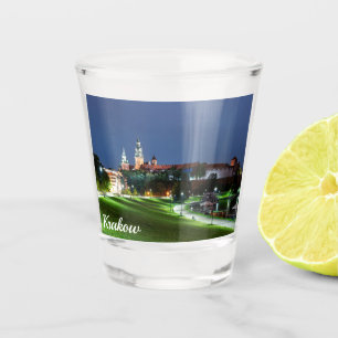 Schloss Wawel in der Nacht in Krakau, Polen Schnapsglas