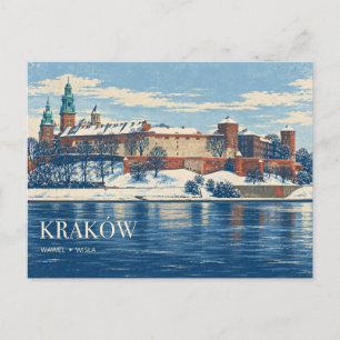 Schloss Wawel in Krakau im Winter Weichsel Postkarte