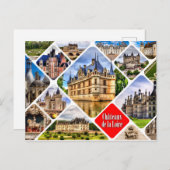Schlösser des Loire Tals. Collage. Postkarte (Vorne/Hinten)