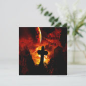 Schlösser u. Vampire-Schädel-(auf Rückseite) Einladung (Stehend Vorderseite)