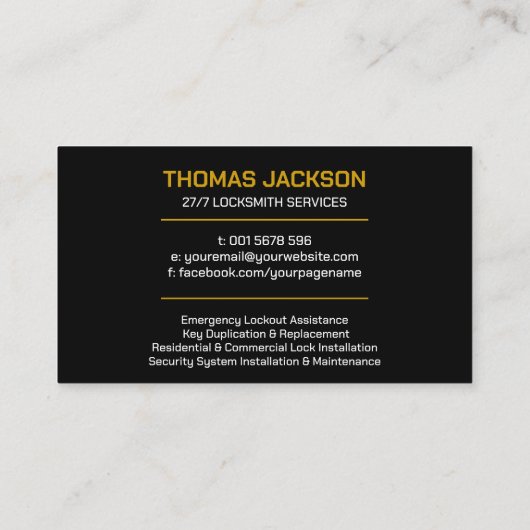 Schlosserdienste Visitenkarte (Rückseite)