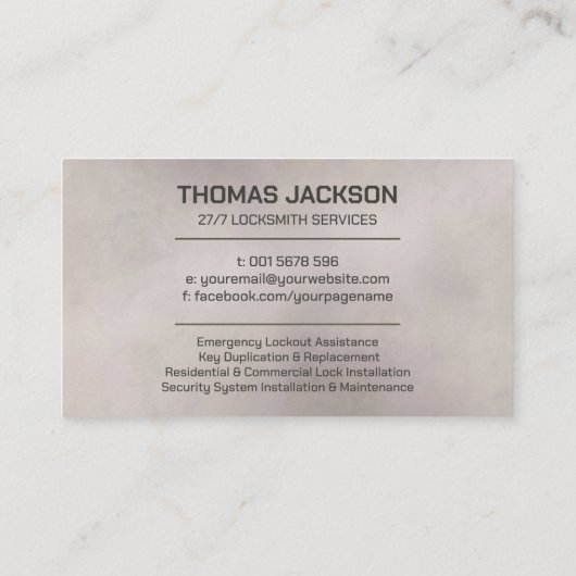 Schlosserdienste Visitenkarte (Rückseite)