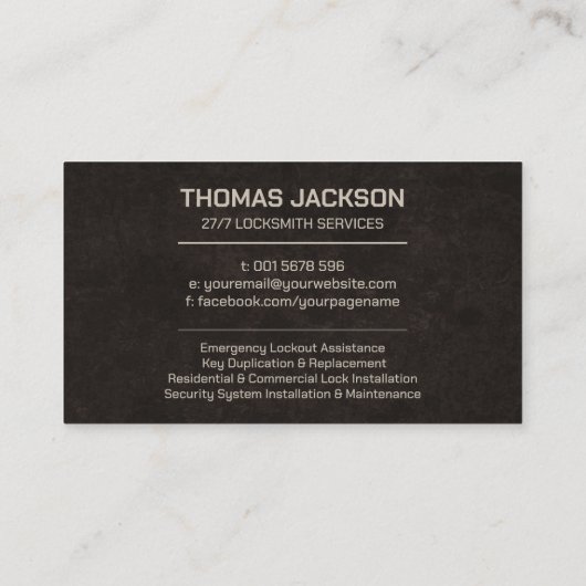 Schlosserdienste Visitenkarte (Rückseite)