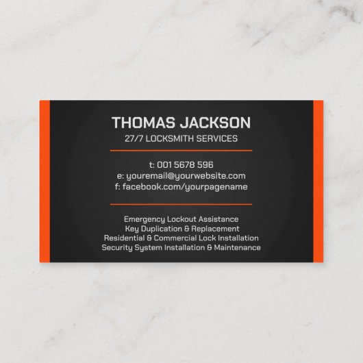 Schlosserdienste Visitenkarte (Rückseite)