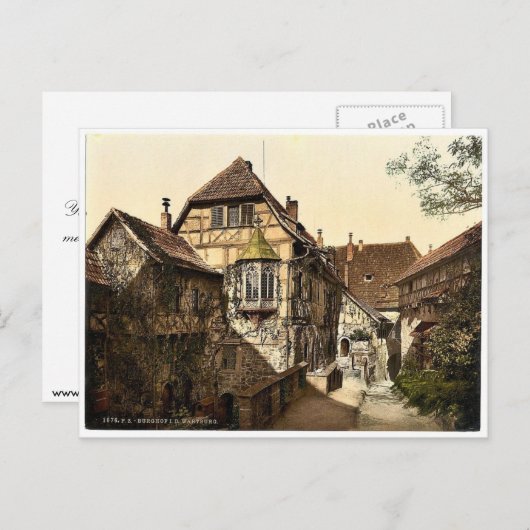 Schlosshof, Wartburg, Thüringen, Deutschland - sel Postkarte (Vorne/Hinten)