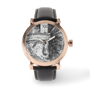 Schlosspencilart Monochrome Schwarz & Weiß Armbanduhr