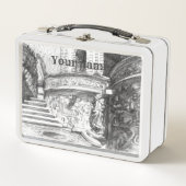 Schlosspencilart Monochrome Schwarz & Weiß Metall Brotdose (Vorderseite)