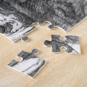 Schlosspencilart Monochrome Schwarz & Weiß Puzzle (Seite)