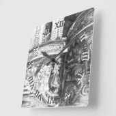 Schlosspencilart Monochrome Schwarz & Weiß Quadratische Wanduhr (Winkel)