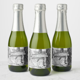 Schlosspencilart Monochrome Schwarz & Weiß Schaumweinetikett