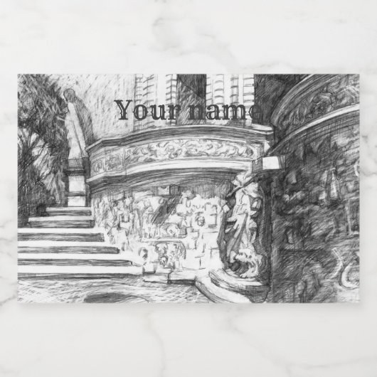 Schlosspencilart Monochrome Schwarz & Weiß Schaumweinetikett (Einzelnes Label)