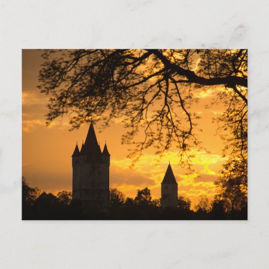 SCHLOSSTURM & KLEINER SCHLOSSTURM IN ABENDSTIMMUNG POSTKARTE (Vorderseite)