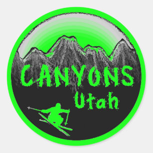 Schlucht-Utah-Skifahrer Runder Aufkleber