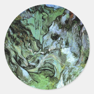 Schlucht von Les Peiroulets von Vincent van Gogh Runder Aufkleber