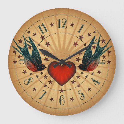 Schluchten und Sterne Tattoo Art Große Wanduhr (Vorderseite)