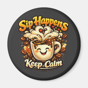 Schluck passiert Bleib ruhig Lustige Kaffee Liebha Magnet