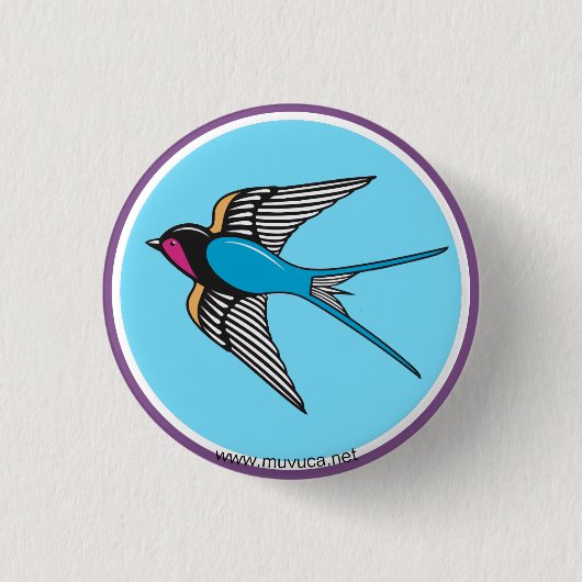 Schlucken am blauen Himmel Button (Vorderseite)