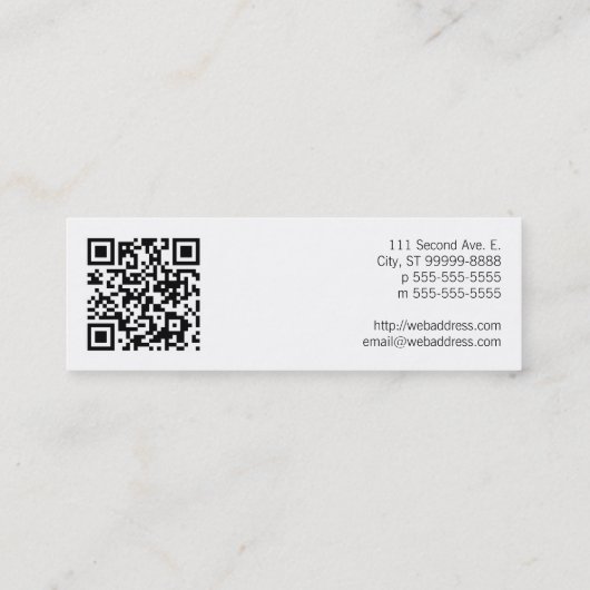 Schlucken (Letterpress Style) mit QR-Code Mini Visitenkarte (Rückseite)