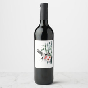 Schlucken mit Bamboo und Blume Classic Weinetikett