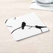 Schlucken oder Schwimmen Silhouette Love Bird Watc Rechteckiger Pappuntersetzer (angewinkelt)
