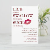 Schlucken Sie das Salz am Galentinstag Tequila Einladung (Stehend Vorderseite)