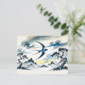 Schlucken Sie durch den Himmel in chinesischer Tin Postkarte (Stehend Vorderseite)
