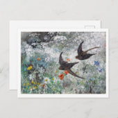 Schlucken und Blume Field, Bruno Liljefors Postkarte (Vorne/Hinten)