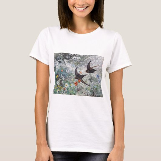 Schlucken und Blume Field, Bruno Liljefors T-Shirt (Vorderseite)