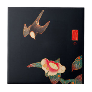 Schlucken und Kamelien Blume Vintag Bird Japanisch Fliese