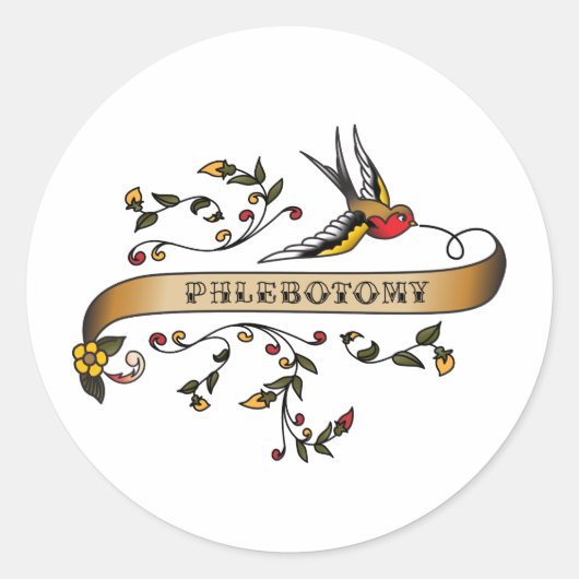 Schlucken und Rollen mit Phlebotomie Runder Aufkleber (Vorderseite)