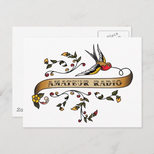 Schlucken und Scroll mit Amateur-Radio Postkarte (Vorne/Hinten)