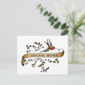Schlucken und Scroll mit Sozialarbeit Postkarte (Stehend Vorderseite)