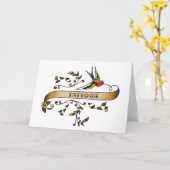 Schlucken und Scroll mit Tattoos Karte (Gelbe Blume)