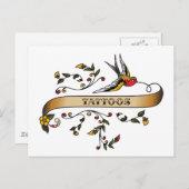 Schlucken und Scroll mit Tattoos Postkarte (Vorne/Hinten)