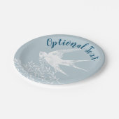 Schlucken von Vögeln, die über Olivenzweige fliege Pappteller (Schrägansicht)