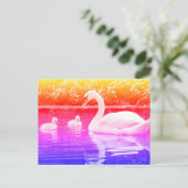 Schluckschwan mit Nestleinen auf Wasser Postkarte (Stehend Vorderseite)