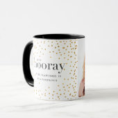 Schluckstürmer, elegantes Goldpolka-Dot-Foto Tasse (Vorderseite Links)